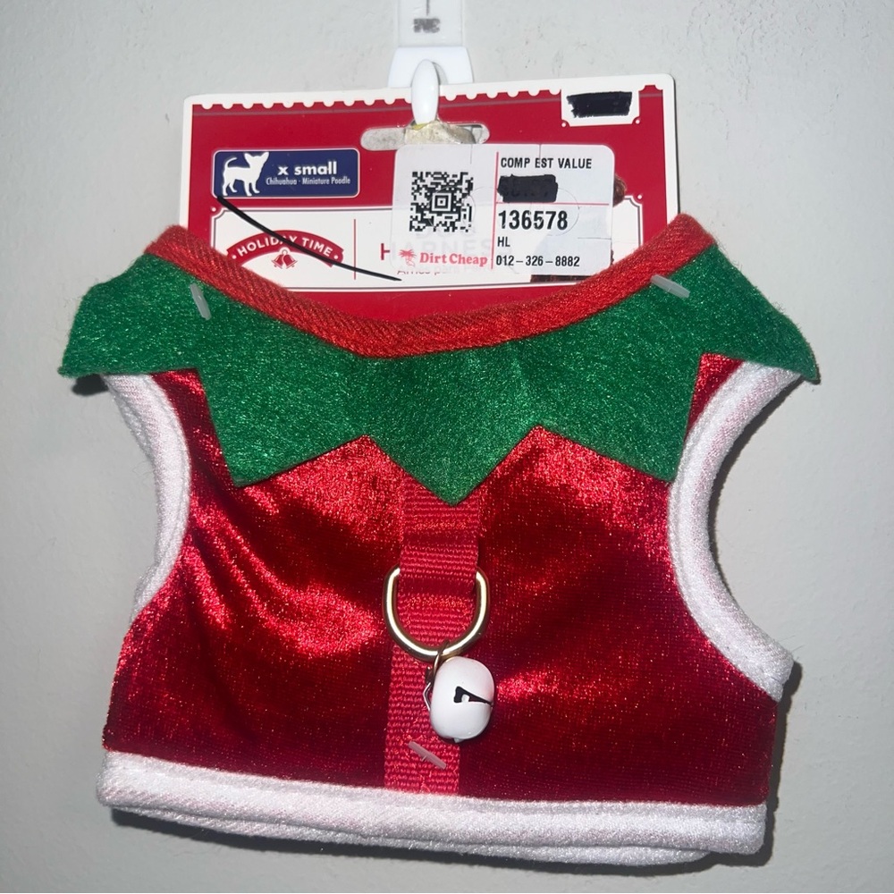 Holiday Time Red and Green Dog Cat Harness